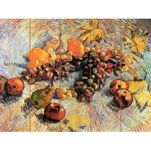 Картина по номерам на дереве 40х50 Натюрморт с яблоками и виног (29 красок)