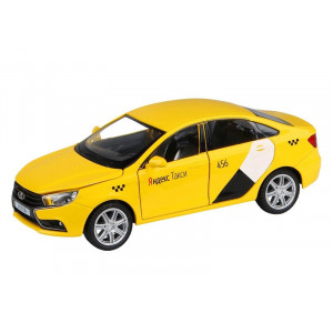 Машина "АВТОПАНОРАМА" Яндекс.Такси  LADA VESTA, желтый, 1/24, свет. звук. эффект., инерция, в/к 24,5*12,5*10,5 см - Артикул JB1251345