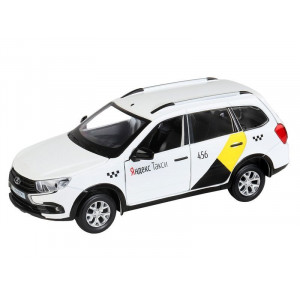 Машина "АВТОПАНОРАМА" Яндекс.Такси LADA GRANTA CROSS, белый, 1/24, свет, звук, инерция, в/к 24,5*12,5*10,5 см - Артикул JB1251346