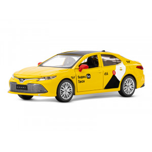 Машина "АВТОПАНОРАМА" Яндекс Go Toyota Camry, 1/34, желтый, инерция, свет, Алиса, в/к 17,5*13,5*9см