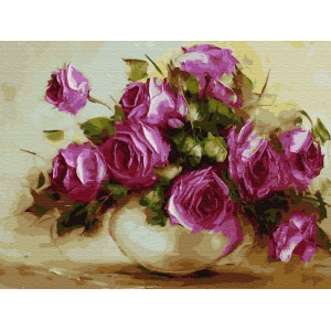Картина по номерам 40х50 Осенние розы (28 цветов)