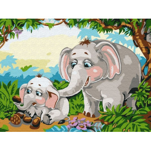 Набор юного художника 20х30 Слоны в джунглях (16 цветов)