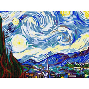 Картина по номерам 40х50 Ван Гог. Звёздная ночь (24 цвета)