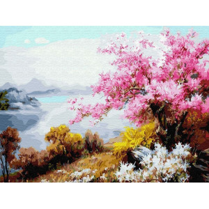 Картина по номерам 40х50 Цветение сакуры (26 цветов)
