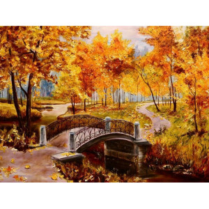 Картина по номерам с цветной схемой на холсте 30х40 Золотая осень (17 цветов)