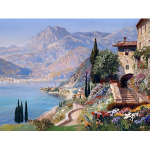 Картина по номерам с цветной схемой на холсте 30х40 Италия. Озеро Комо (20 цветов)