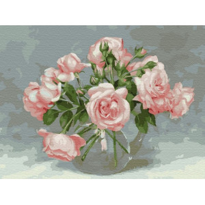 Картина по номерам с цветной схемой на холсте 30х40 Бузин. Розовая симфония (20 цветов)