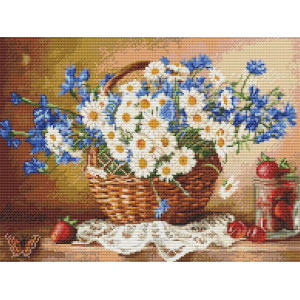 Картина мозаикой 40х50 БУЗИН. РОМАШКОВОЕ НАСТРОЕНИЕ (квадр. эл-ты) (39 цветов)