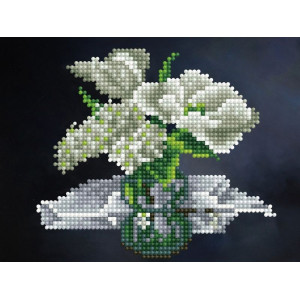 Алмазная мозаика 15х20 БЕЛЫЙ БУКЕТ (16 цветов) Артикул - KM0877