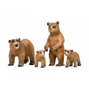 Набор фигурок животных MASAI MARA MM201-002 серии "Мир диких животных": Семья медведей, 4 пр.