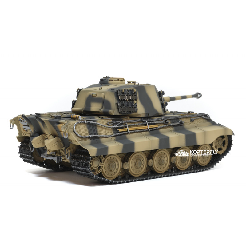 Радиоуправляемый танк Torro King Tiger 1/16, ВВ-пушка, дым, деревянная коробка V3.0 2.4G RTR