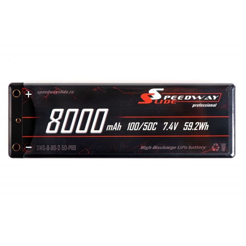 Аккумулятор Speedway Slide PRO 139x47x25.5mm Li-Po 8000mAh 2S 7.4V 50C Hardcase XT60