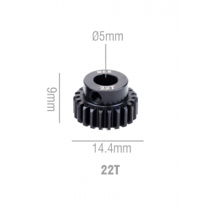 Шестерня стальная Pinion gear 22T M0.6 для вала 5mm