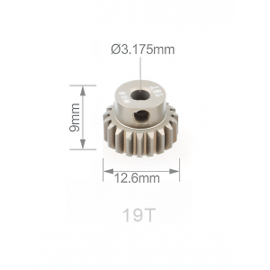 Шестерня алюминиевая Pinion gear 19T M0.6 для вала 3.17mm
