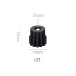 Шестерня стальная Pinion gear 12T M1 для вала 5mm