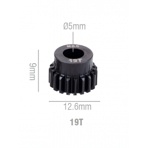 Шестерня стальная Pinion gear 19T M0.6 для вала 5mm