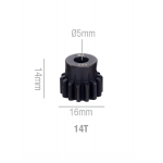 Шестерня стальная Pinion gear 14T M1 для вала 5mm