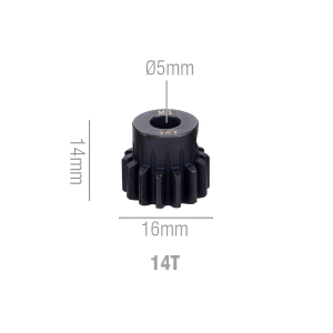Шестерня стальная Pinion gear 14T M1 для вала 5mm