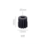 Шестерня стальная Pinion gear 11T M1 для вала 5mm
