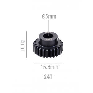 Шестерня стальная Pinion gear 24T M0.6 для вала 5mm