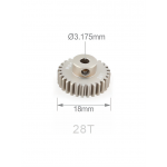 Шестерня алюминиевая Pinion gear 28T M0.6 для вала 3.17mm