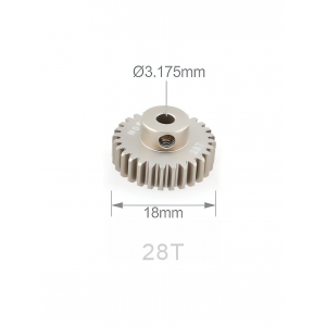 Шестерня алюминиевая Pinion gear 28T M0.6 для вала 3.17mm