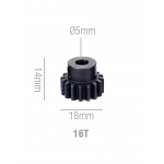 Шестерня стальная Pinion gear 16T M1 для вала 5mm