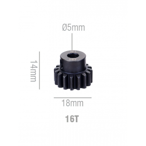 Шестерня стальная Pinion gear 16T M1 для вала 5mm