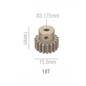 Шестерня алюминиевая Pinion gear 18T 32P для вала 3.17mm