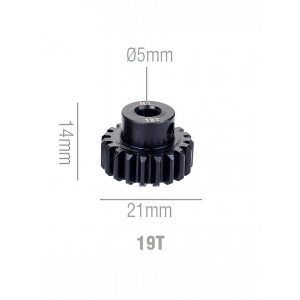 Шестерня стальная Pinion gear 19T M1 для вала 5mm