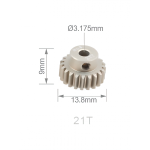 Шестерня алюминиевая Pinion gear 21T M0.6 для вала 3.17mm