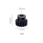 Шестерня стальная Pinion gear 15T M1 для вала 5mm