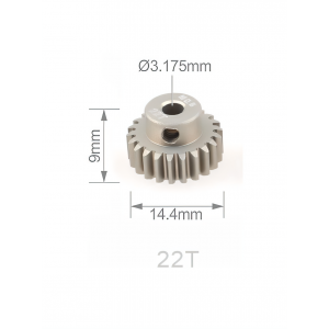 Шестерня алюминиевая Pinion gear 22T M0.6 для вала 3.17mm