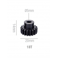 Шестерня стальная Pinion gear 18T M1 для вала 5mm