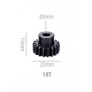 Шестерня стальная Pinion gear 18T M1 для вала 5mm