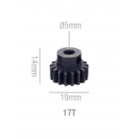 Шестерня стальная Pinion gear 17T M1 для вала 5mm